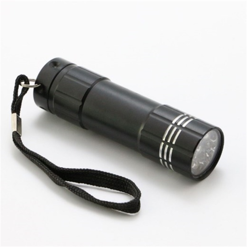 Portable Mini 9 LED Flashlight Small Bright Light Aluminum Alloy Flashlight with AAA Battery for Gift