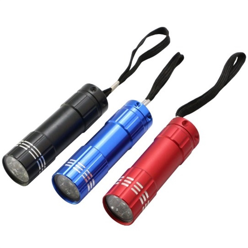 Portable Mini 9 LED Flashlight Small Bright Light Aluminum Alloy Flashlight with AAA Battery for Gift