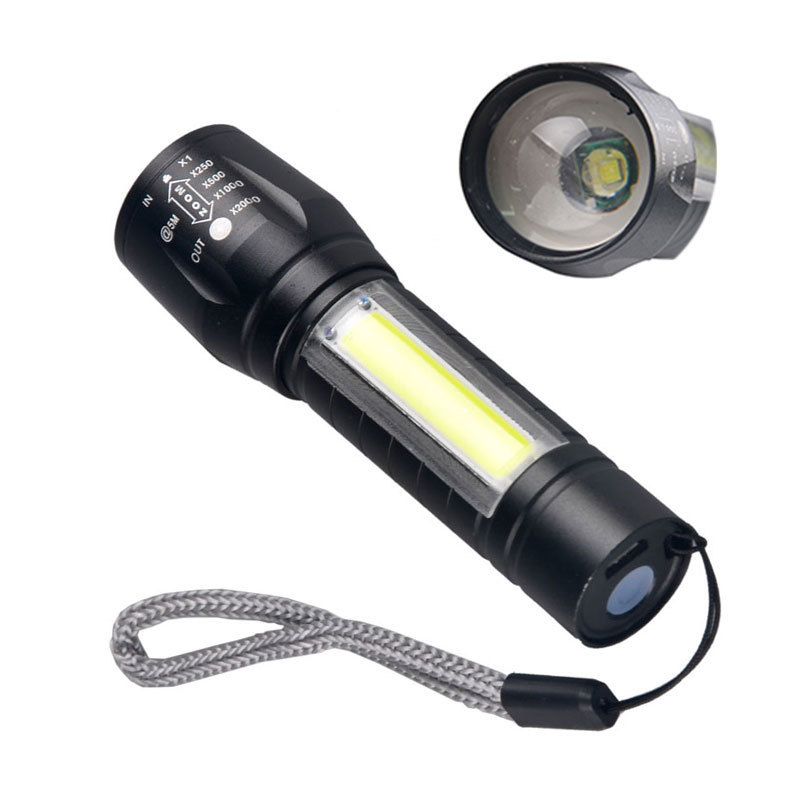 Super Bright Waterproof Zoom Portable USB Rechargeable Built-in Battery Mini 3w XPE COB LED Flashlight