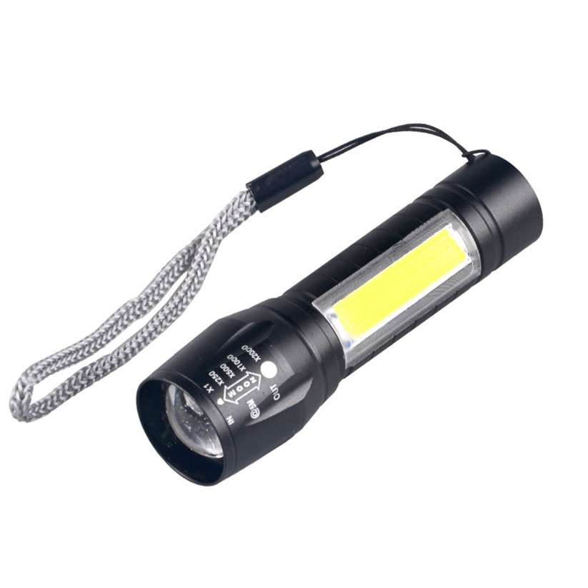 Ultra Bright Promotion USB Rechargeable portable COB zoom led mini flashlight with cob sidelight