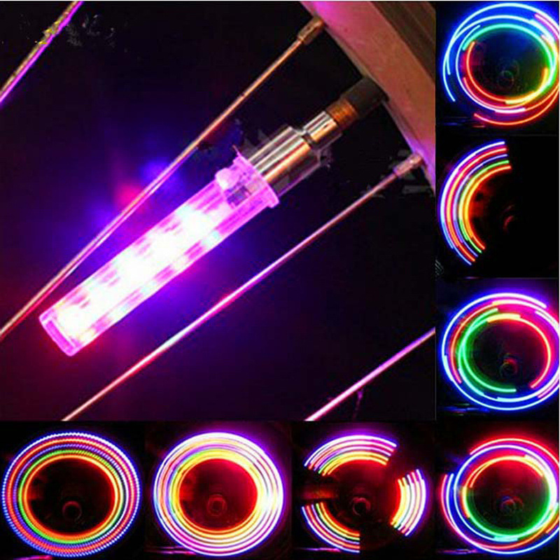 Bike Tyre Valve Lights Colorful LED Gas Nozzle Lights Bicycle Wheel Tire Spoke Safe Lamp