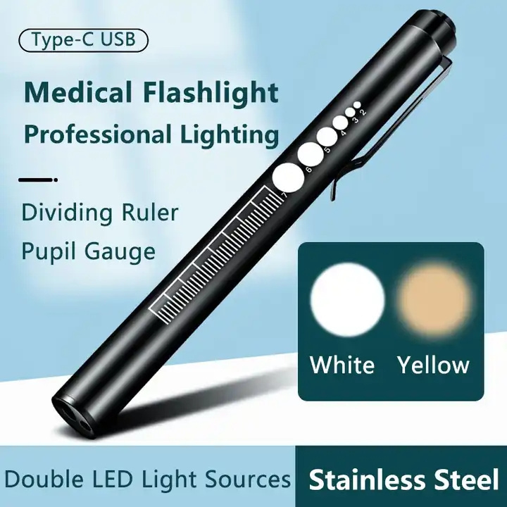 Custom Medical Professionals Nurses Doctor Check Pupil Flashlight USB C Rechargeable Led Pen Torch Light