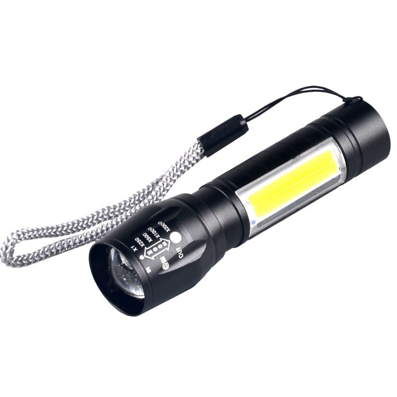 Micro USB LED Flashlight Promotion Mini Zoomable LED Torch LED Flashlight with COB Side Light