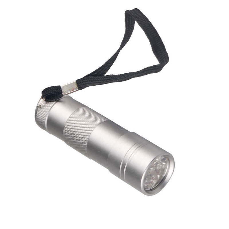 Customized Dry Battery Powered Mini UV Torch Flashlight 395nm LED Aluminum Ultraviolet Blacklight 12 LED With Rope