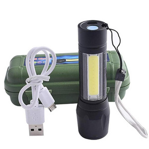 Mini LED Flashlight Rechargeable Desk Lamp Zoom LED Micro USB Flashlight with USB Charging Port