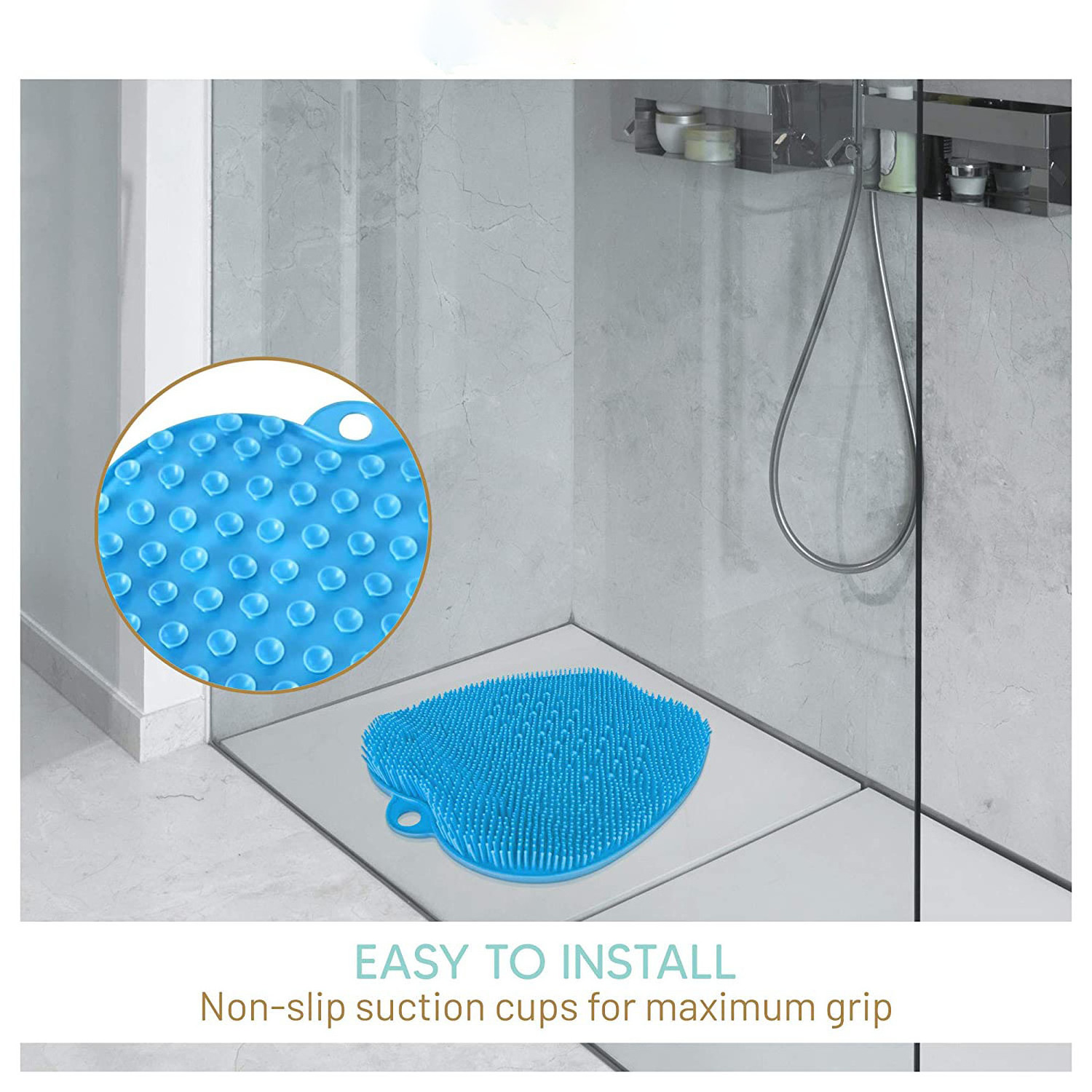 Washable Shower Foot Massager Scrubber Foot Pad Clean Massage Brush Pad Non-slip Foot Care Massage Mat with Suction Cups