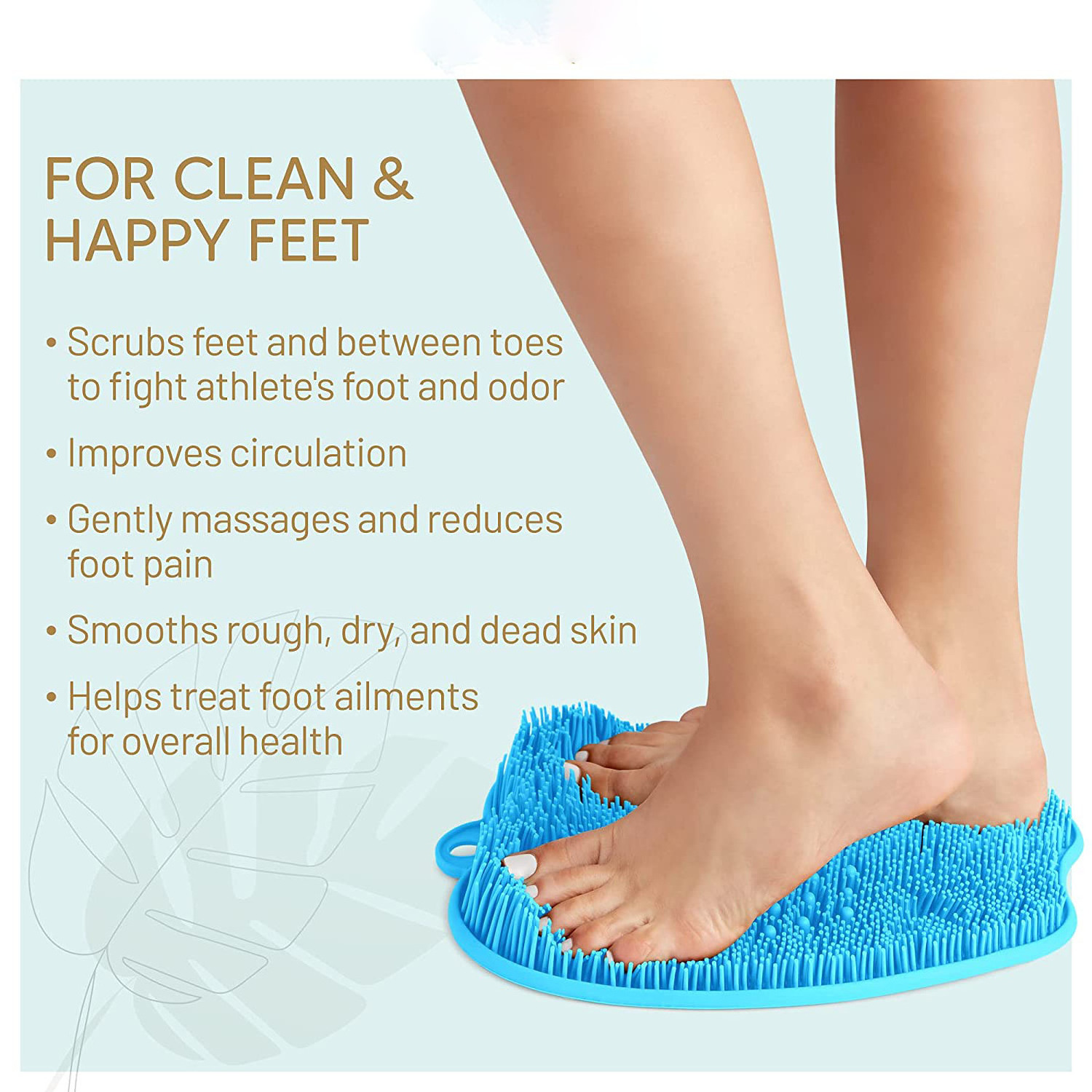 Washable Shower Foot Massager Scrubber Foot Pad Clean Massage Brush Pad Non-slip Foot Care Massage Mat with Suction Cups