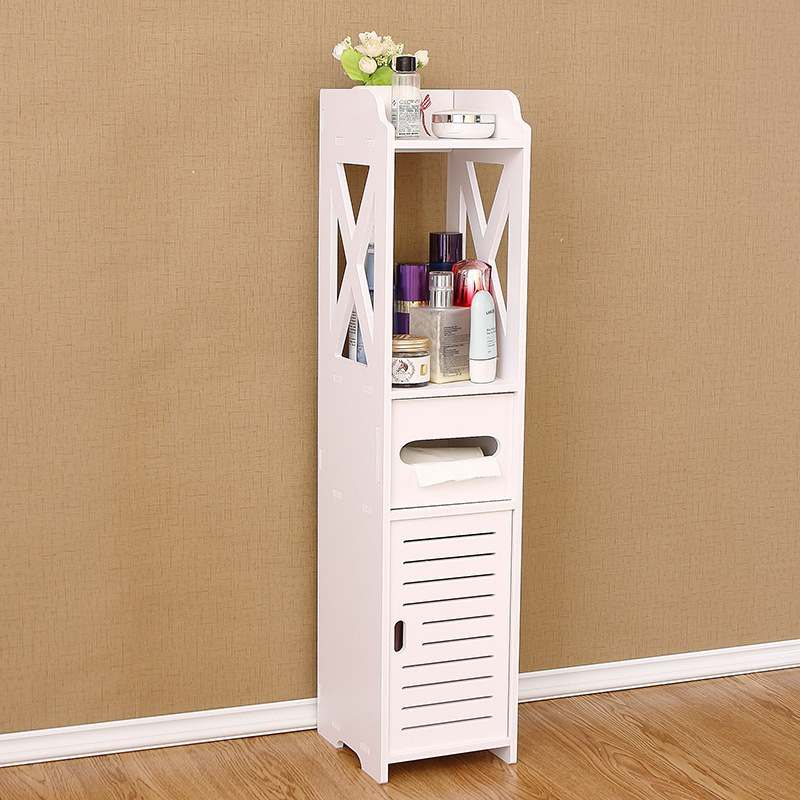 Factory Bathroom Storage Cabinet Freestanding With Toilet Paper Holder Stand Bathroom Shelf with Door