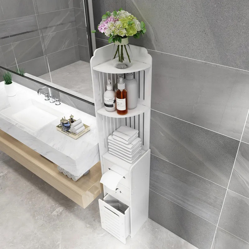 Perfect Waterproof Floor Standing Tall Slim Bathroom Storage Cabinet for Small Space