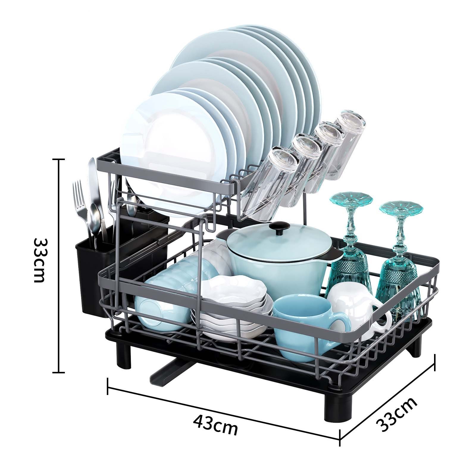 Kitchen Counter Dish Drainers Rack Storage Shelf 2 Tier Over the Sink Dish Drying Rack Organizer