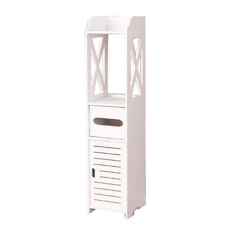 Factory Bathroom Storage Cabinet Freestanding With Toilet Paper Holder Stand Bathroom Shelf with Door