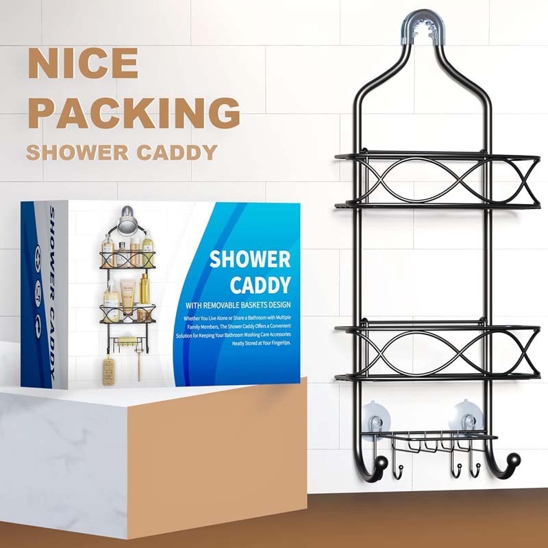 Upgraded Bathroom Metal Wire Hanging Shower Caddy Over Shower head