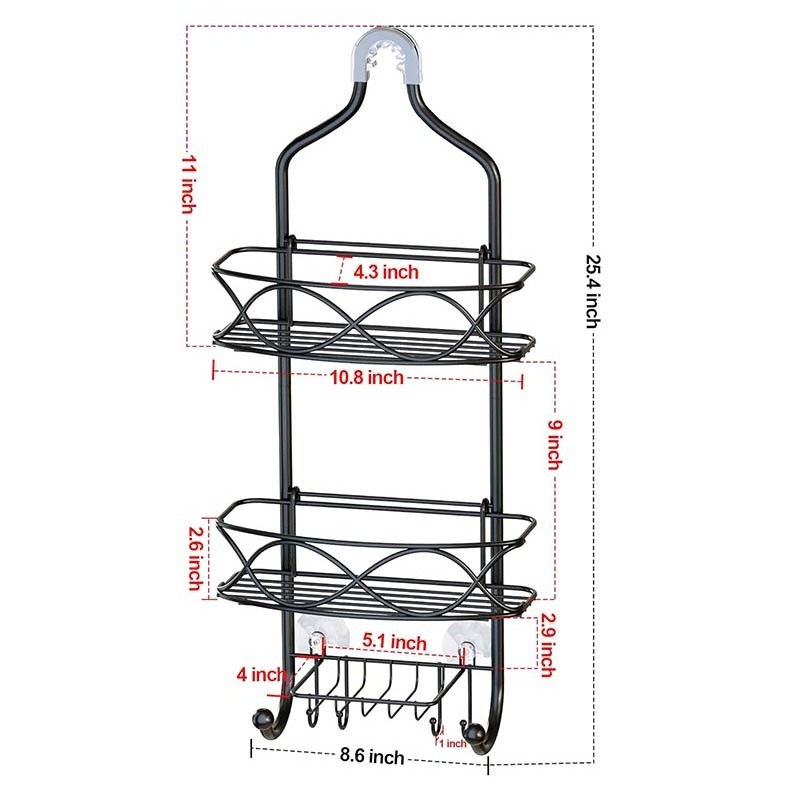 Upgraded Bathroom Metal Wire Hanging Shower Caddy Over Shower head