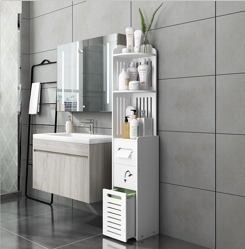 Perfect Waterproof Floor Standing Tall Slim Bathroom Storage Cabinet for Small Space