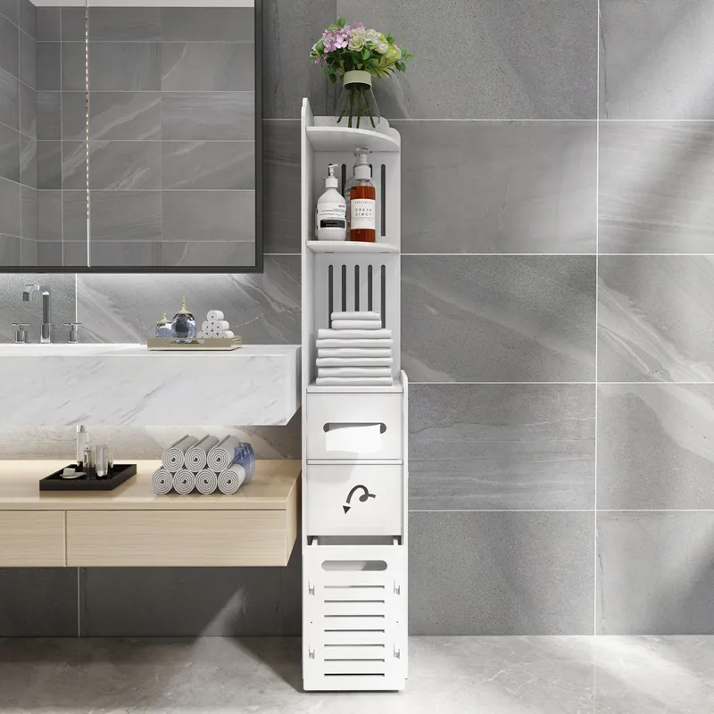 Perfect Waterproof Floor Standing Tall Slim Bathroom Storage Cabinet for Small Space