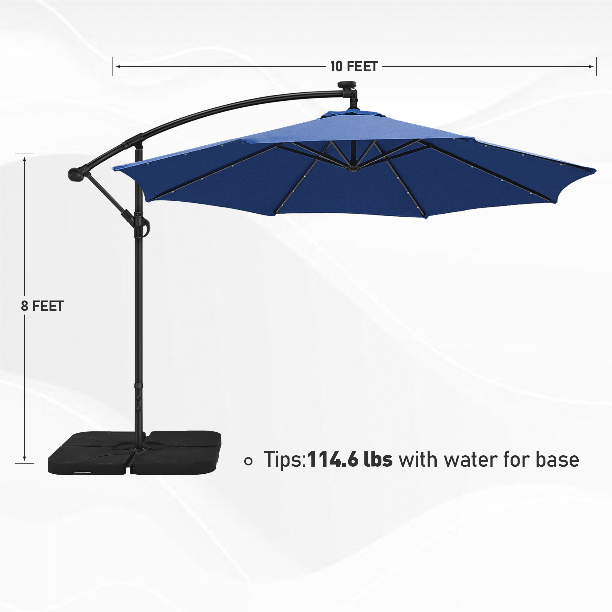 In Stock 24 Solar Led Lights 10Ft Cantilever Umbrella Patio Umbrellas