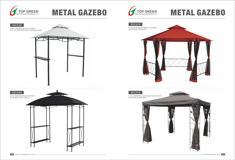 High Quality Metal Gazebo 2.7x2.7m Double Roof accept customized wrought iron gazebo for outdoor