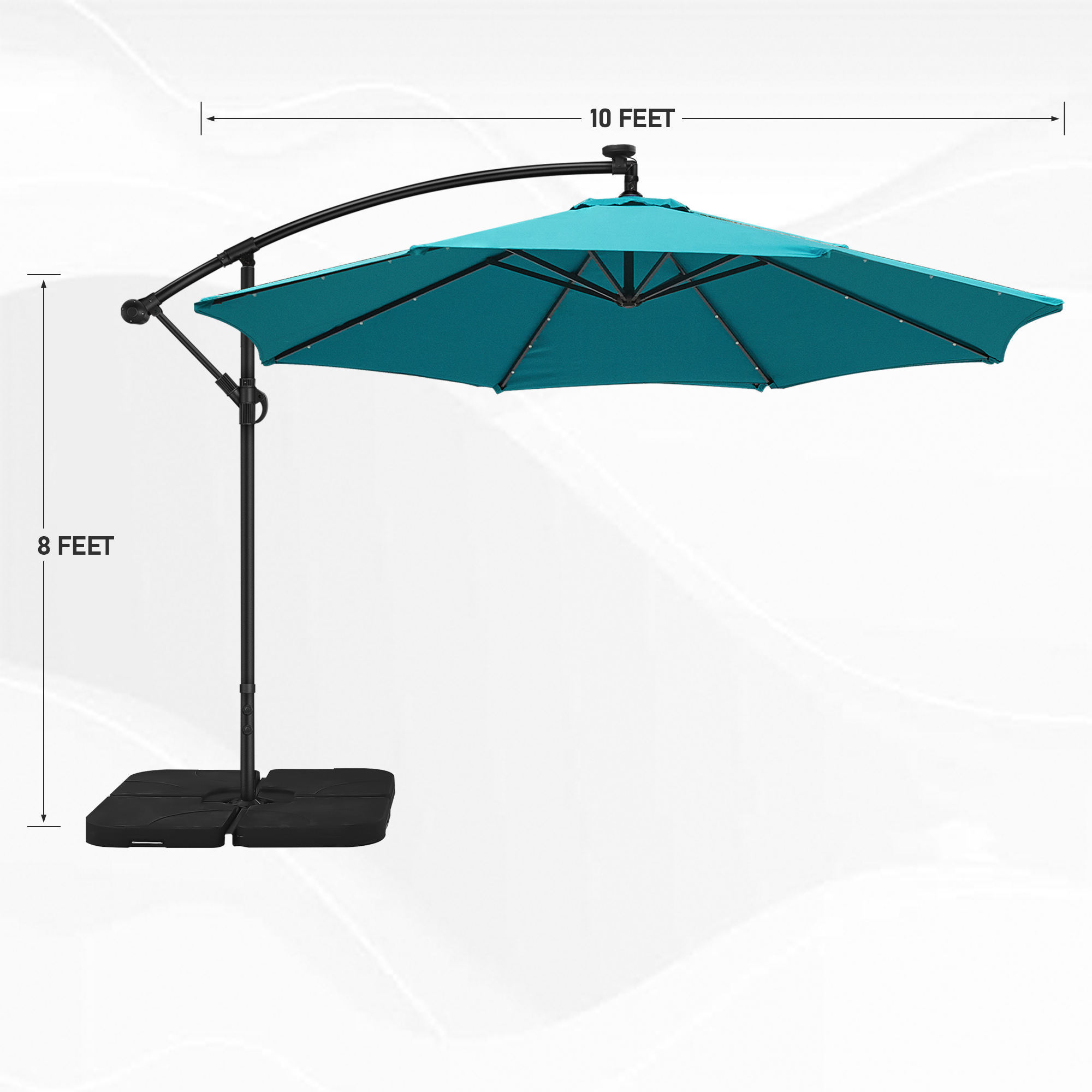 Lighted Cantilever Umbrella Patio Umbrellas Outdoor Furniture Weather Resistant Polyester Fabric Steel Frame Modern Umbrella Led