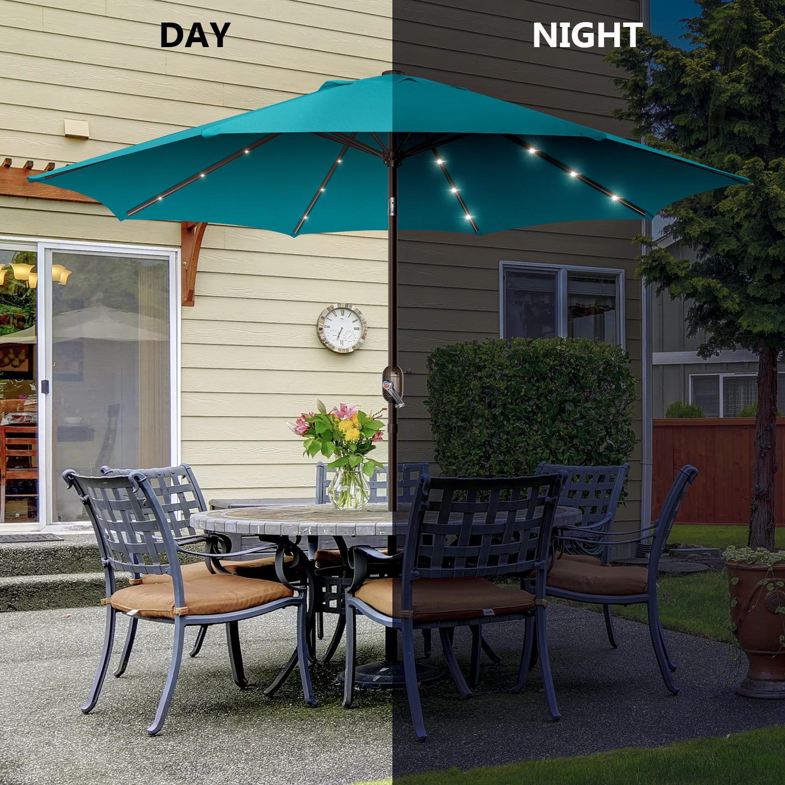 LED Umbrella Outdoor Garden Umbrella Frame Furniture Steel Modern High Quality 9 Ft 24 Frame Dia. 38mm Dia.2.7m Umbrella Parts