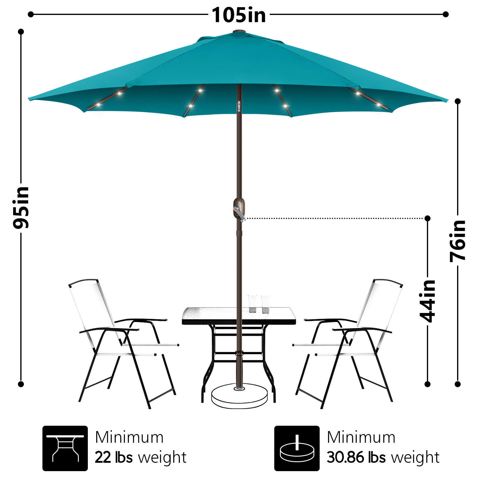 LED Umbrella Outdoor Garden Umbrella Frame Furniture Steel Modern High Quality 9 Ft 24 Frame Dia. 38mm Dia.2.7m Umbrella Parts