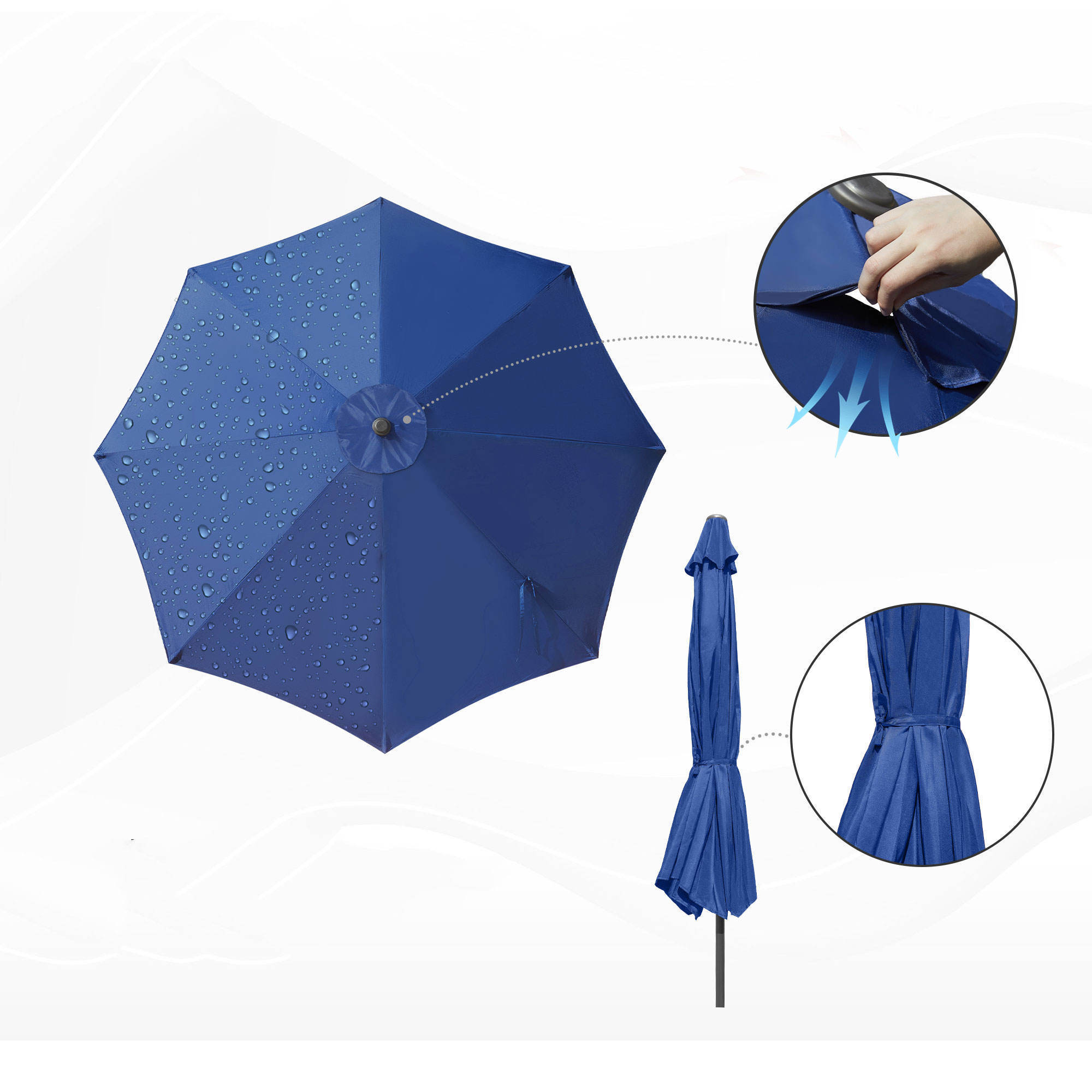 Wholesale beach umbrella with fringe beach umbrellas Waterproof Polyester fabric 8 Ribs sun outdoor umbrella