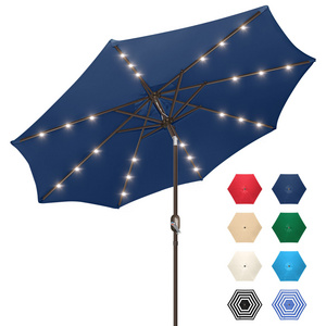 LED Light Outdoor Umbrella Used Adjustment Garden Beach Umbrella Patio Umbrellas Hot Sale 9ft 24 Waterproof Polyester Modern