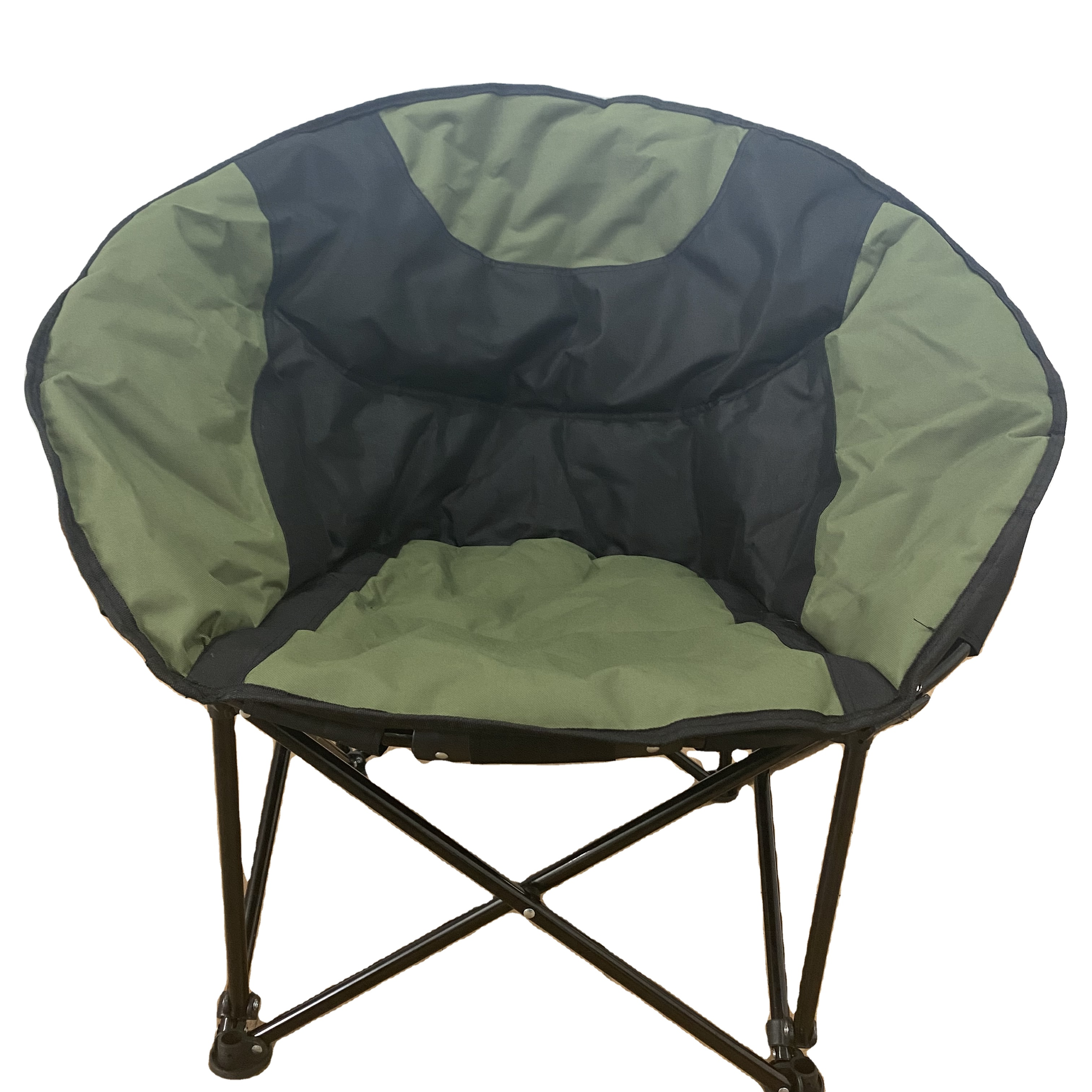 Top green  Moon Chair Camping Padded Comfy Foldable Metal Cozy Indoor Saucer Chair  Camping folding Chair