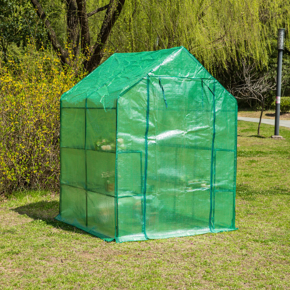 Iron GreenhouseGreenhouse  Roll-up Zipper Door PVC Plant Cover Garden Plant Mobile Mini Greenhouse for Small Plants