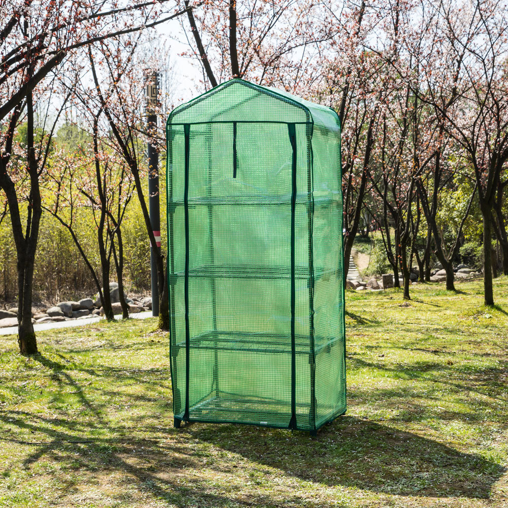 Iron GreenhouseGreenhouse  Roll-up Zipper Door PVC Plant Cover Garden Plant Mobile Mini Greenhouse for Small Plants