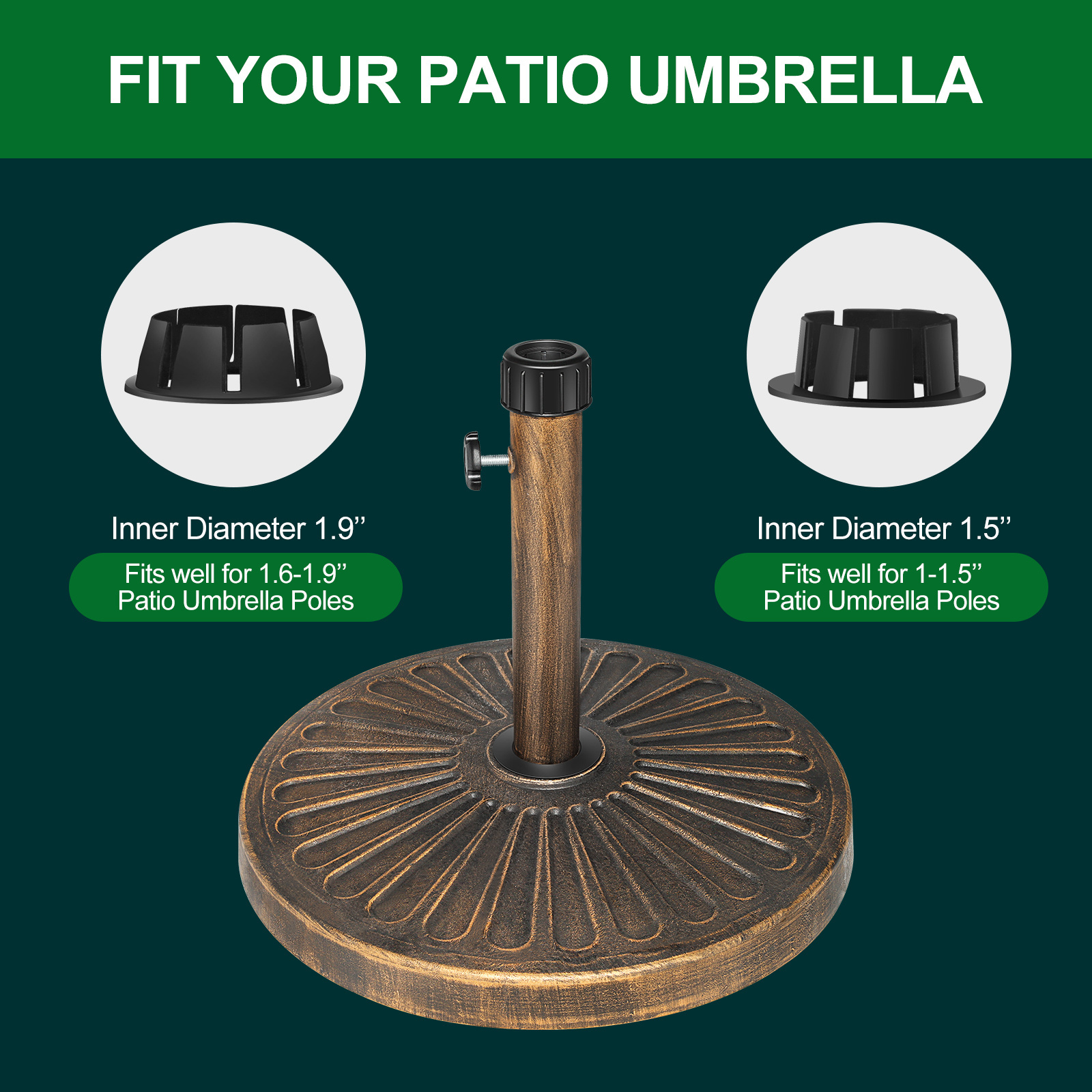 Popular accessories metal material umbrella base parts cement umbrella base stainless steel umbrella base