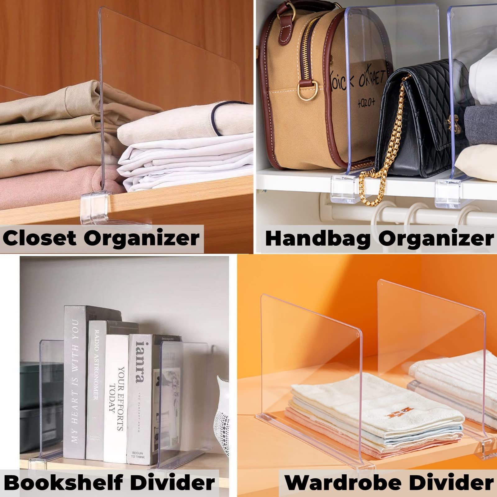 Transparent Clear Closets Shelf Organizer Dividers Cabinet Storage Rack Acrylic Plastic Closet Shelf Divider