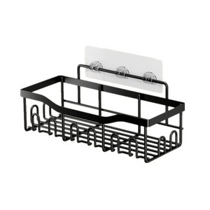 New Design Wall Mounted Shower Caddy Shelf Rack Black Self Adhesive Bathroom Storage Organizer