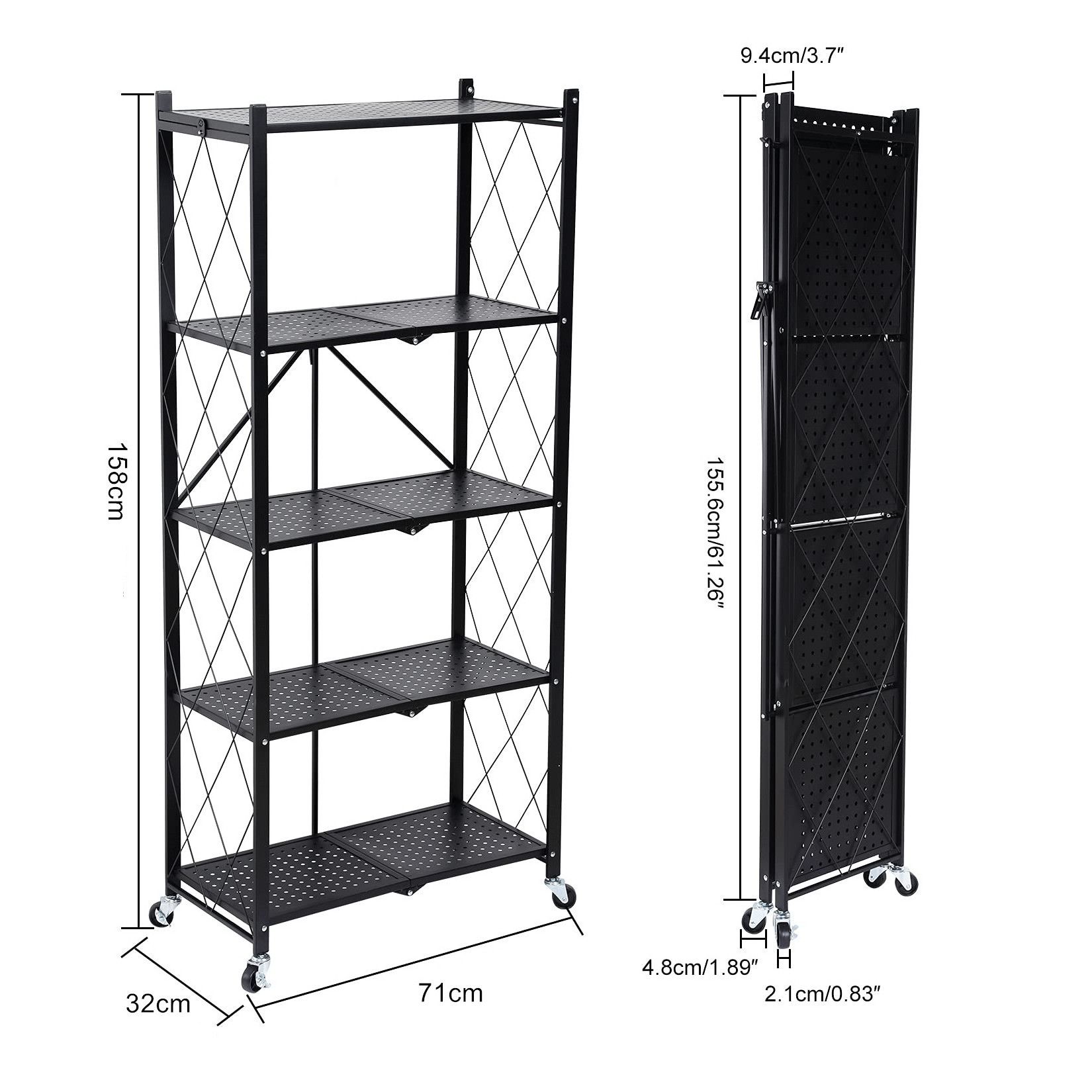 Heavy Duty 5-Tier Free Standing Garage Storage Shelves Movable Kitchen Pantry Organization Closet Organizer Display