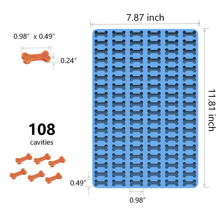 108 Cavity Puppy Dog Treat Biscuit Mold for Baking and Freezing,Mini Dog Bone Silicone Mold for Candy Chocolate Biscuit Ice Cube