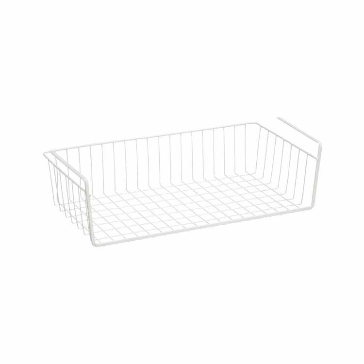 Under Cabinet Basket Shelf White Storage Hanging Basket Organizer for Kitchen Pantry Desk Bookshelf