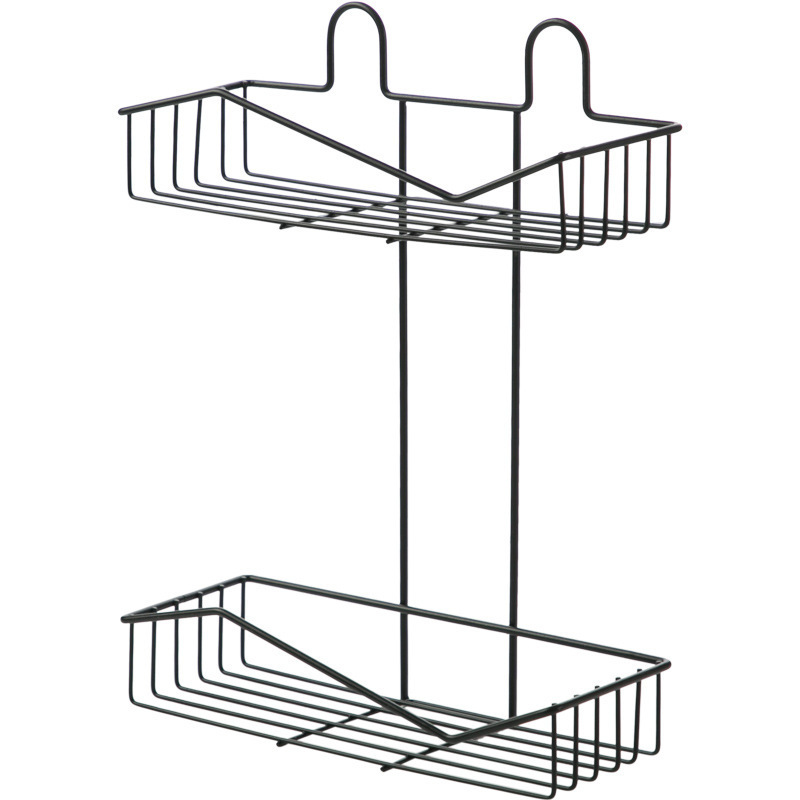 Metal Wall-Mounted Bathroom Organizer Double Shelves Floating Shelf Shower Hanging Basket Shampoo Holder WC Kitchen Spice