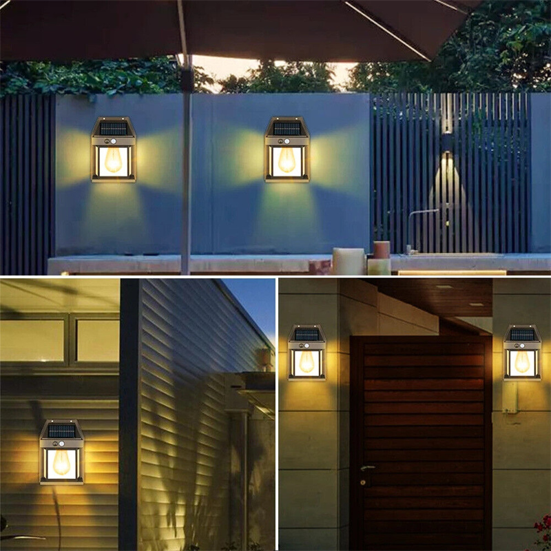 Tungsten Filament Bulb Night Lamp Solar Fence Light Outdoor Solar Wall Light