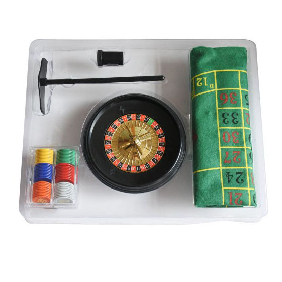 Plastic 6 Inch Mini Roulette Wheel Game Set Toy with Mat & Chips