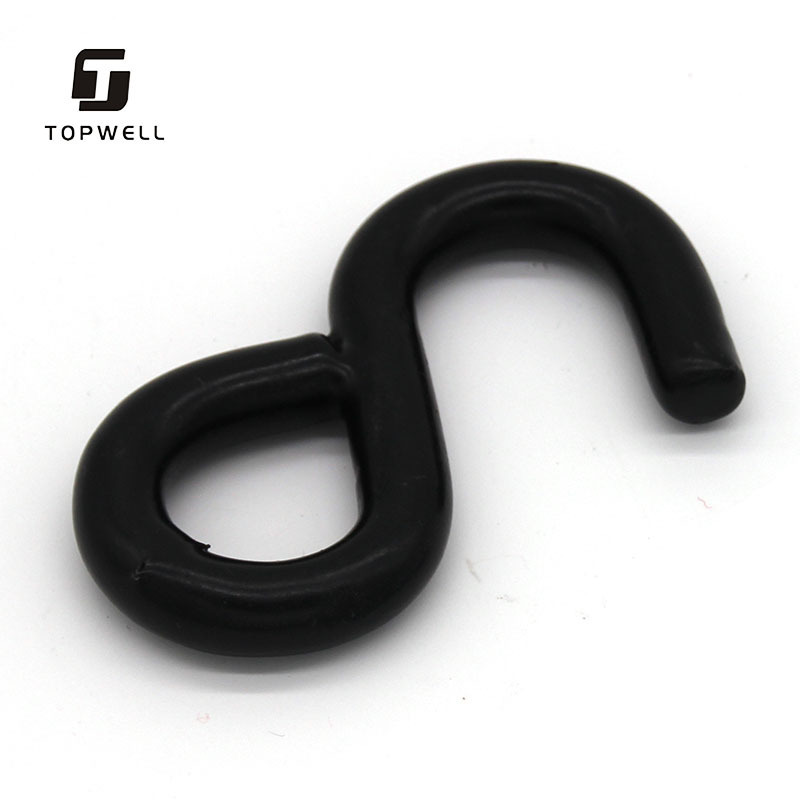 1 Inch 25mm Pvc/pe Coated American Type Black S Hook/rubber Coated S Hook