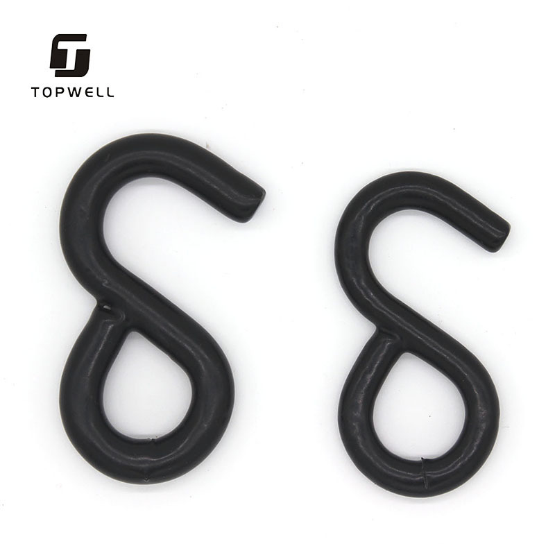 1 Inch 25mm Pvc/pe Coated American Type Black S Hook/rubber Coated S Hook