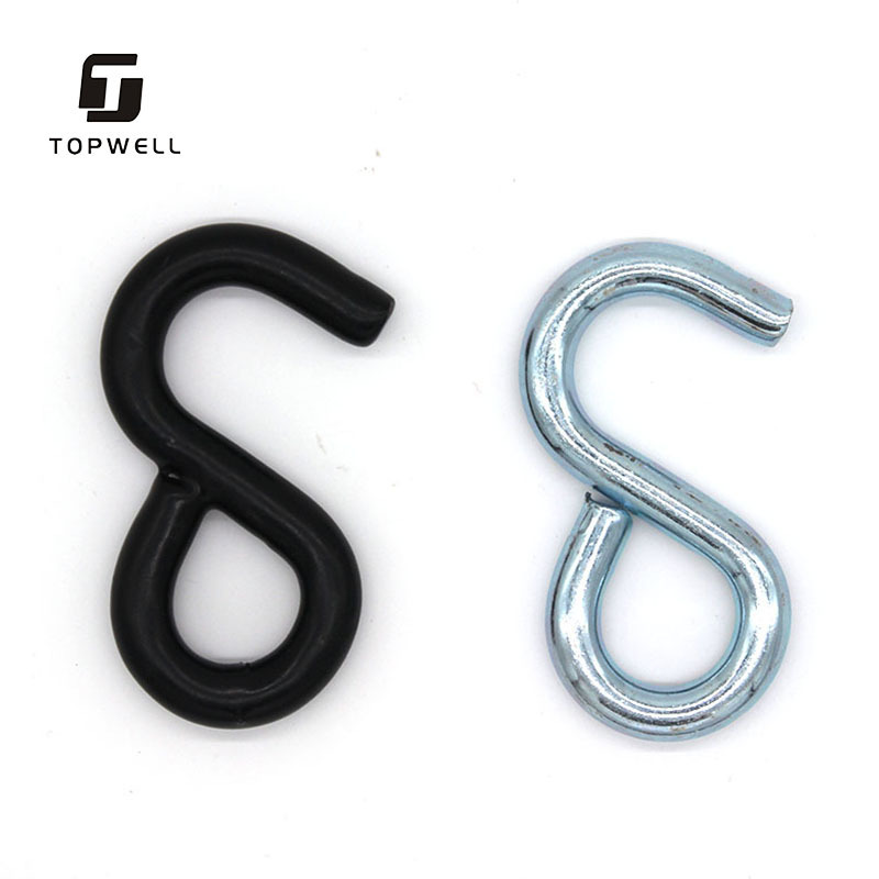 1 Inch 25mm Pvc/pe Coated American Type Black S Hook/rubber Coated S Hook