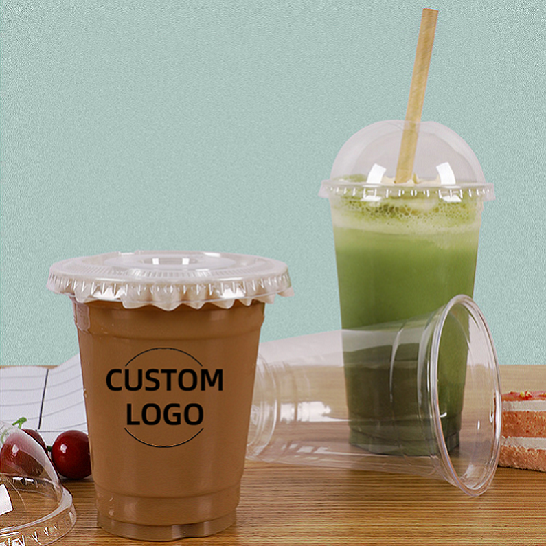 PET clear disposable tall hard 32 ounce 18oz takeaway juice plastic coffee cup with lid