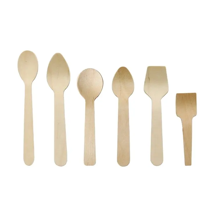 Sturdy biodegradable FSC certification dessert industry wholesale price wooden spoon table spoon for ice cream