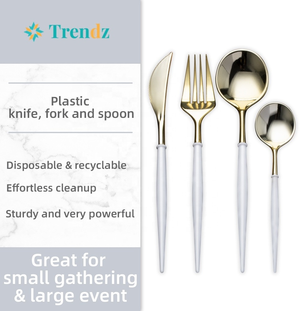 New Design Disposable Plastic Soup Spoon Fork Portugal Cutlery Set