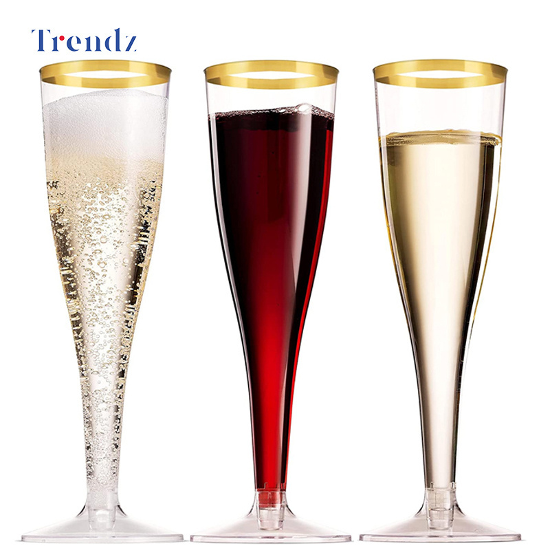 Disposable 6oz Party Cocktail Wine Cups Decor Clear Toasting Wedding Glasses Plastic Champagne Flutes Goblets