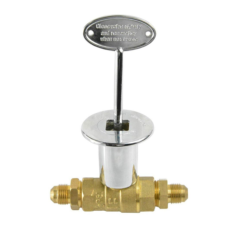 1/2Inch Straight Quarter Turn Shut-Off Valve Kit for NG LP Gas Fire Pits with Chrome Flange key valve with 3/8