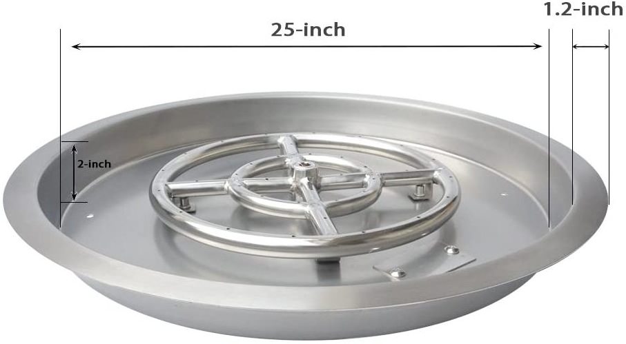 304 Stainless Steel 25 inch Round Drop-in Fire Pit Pan with 18