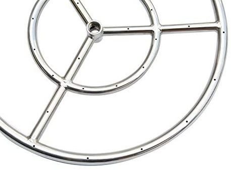 24-inch Stainless Steel Round Fire Pit Burner Ring, Double Ring