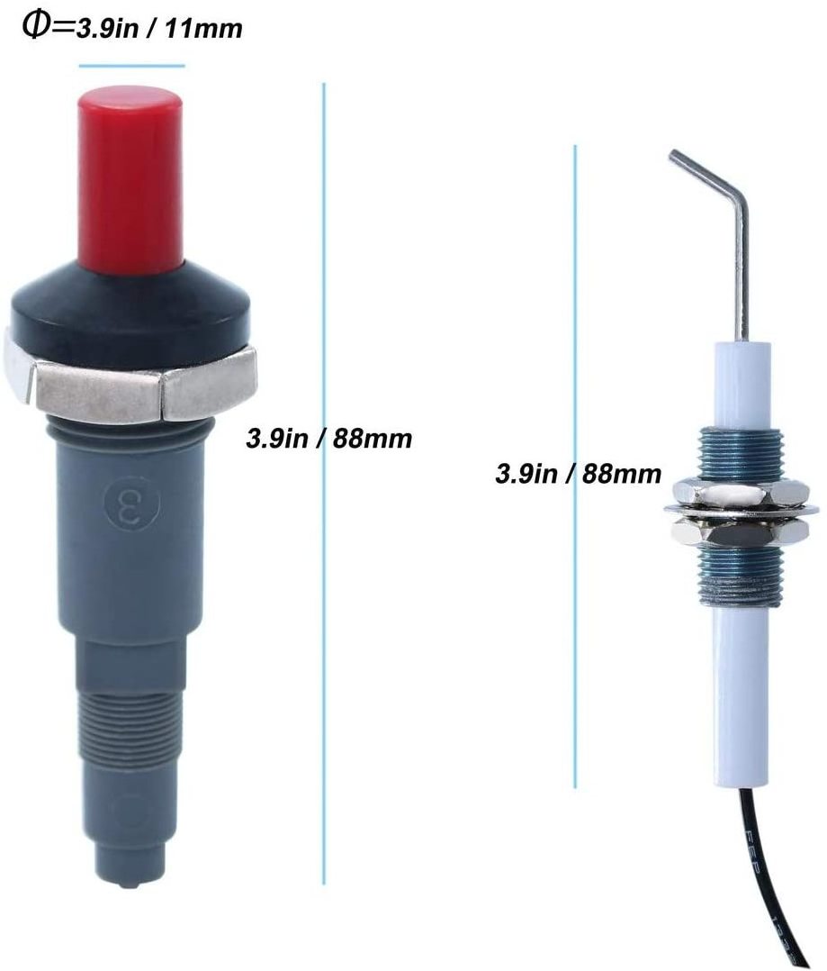 Push Button Piezo Igniter Kit with Threaded Ceramic Electrode Ignition Plug Wire