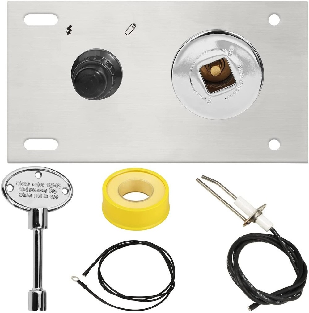 Fire Pit Gas Burner Spark Ignition Kit - Including Push Button Igniter Gas Shut-Off Valve with Key